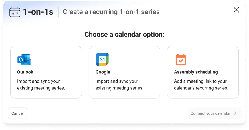 Create Recurring 1-on-1 Series Calendar Options