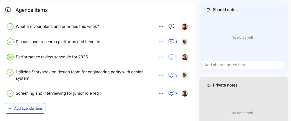 Meeting Agenda and Notes Interface